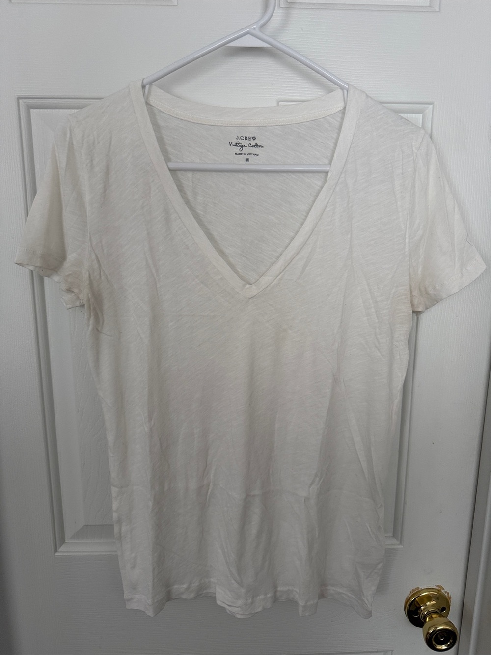 J.Crew Women’s White V-Neck Short Sleeve Cotton Tee Size M